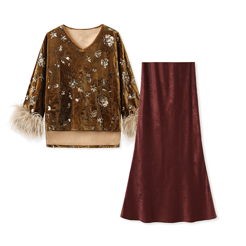 2025 Winter Feather Cuff Blous - Silk Blouse 评论和价格