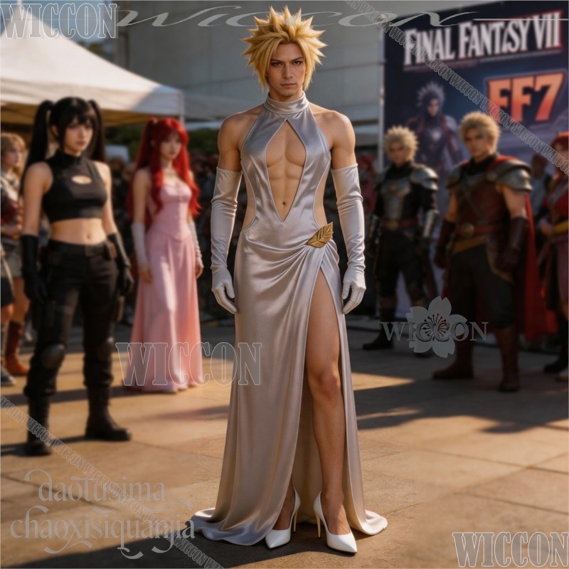 FF7 Cosplay Cloud High Slit We - Evening Gown 评论和价格