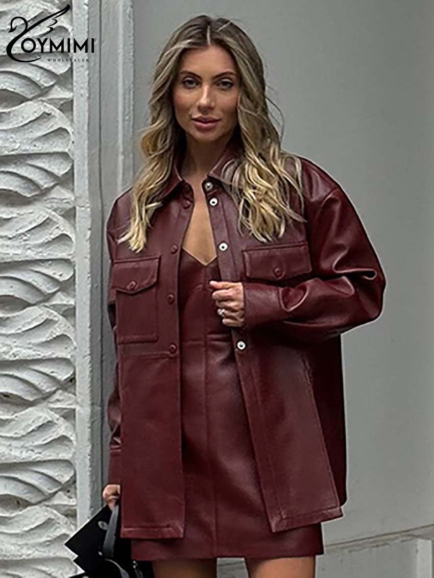Oymimi Fashion Wine Red Pu Lea - Women'S Red Formal Wear 评论和价格
