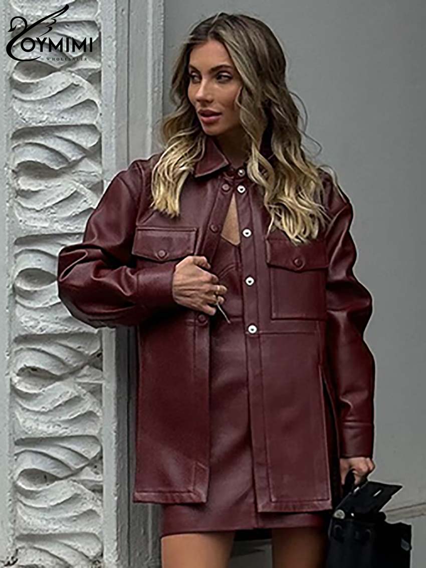 Oymimi Fashion Wine Red Pu Lea - Women'S Red Formal Wear 评论和价格