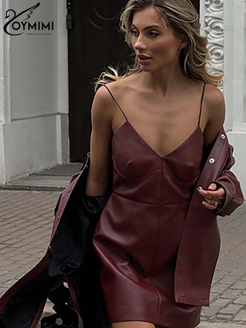Oymimi Fashion Wine Red Pu Lea - Women'S Red Formal Wear 评论和价格