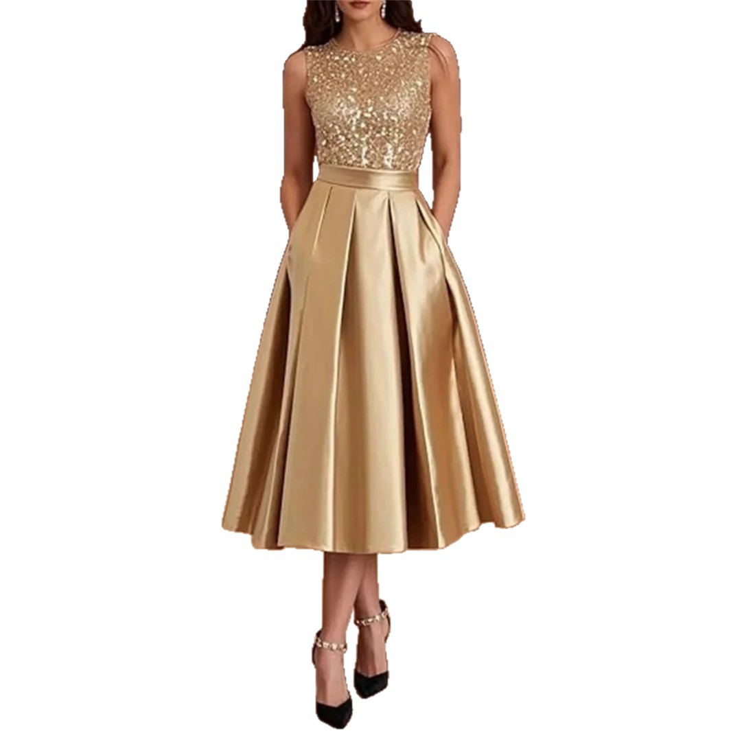 Burgundy Sequin Satin Midi Dre - Midi Dress 评论和价格