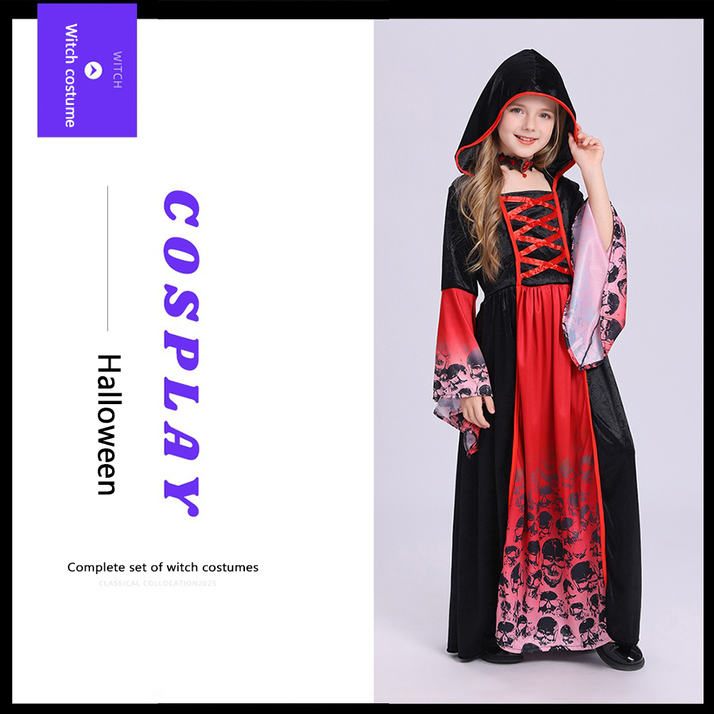 Red Black Witch Costume Hooded - Women'S Red Formal Wear 评论和价格