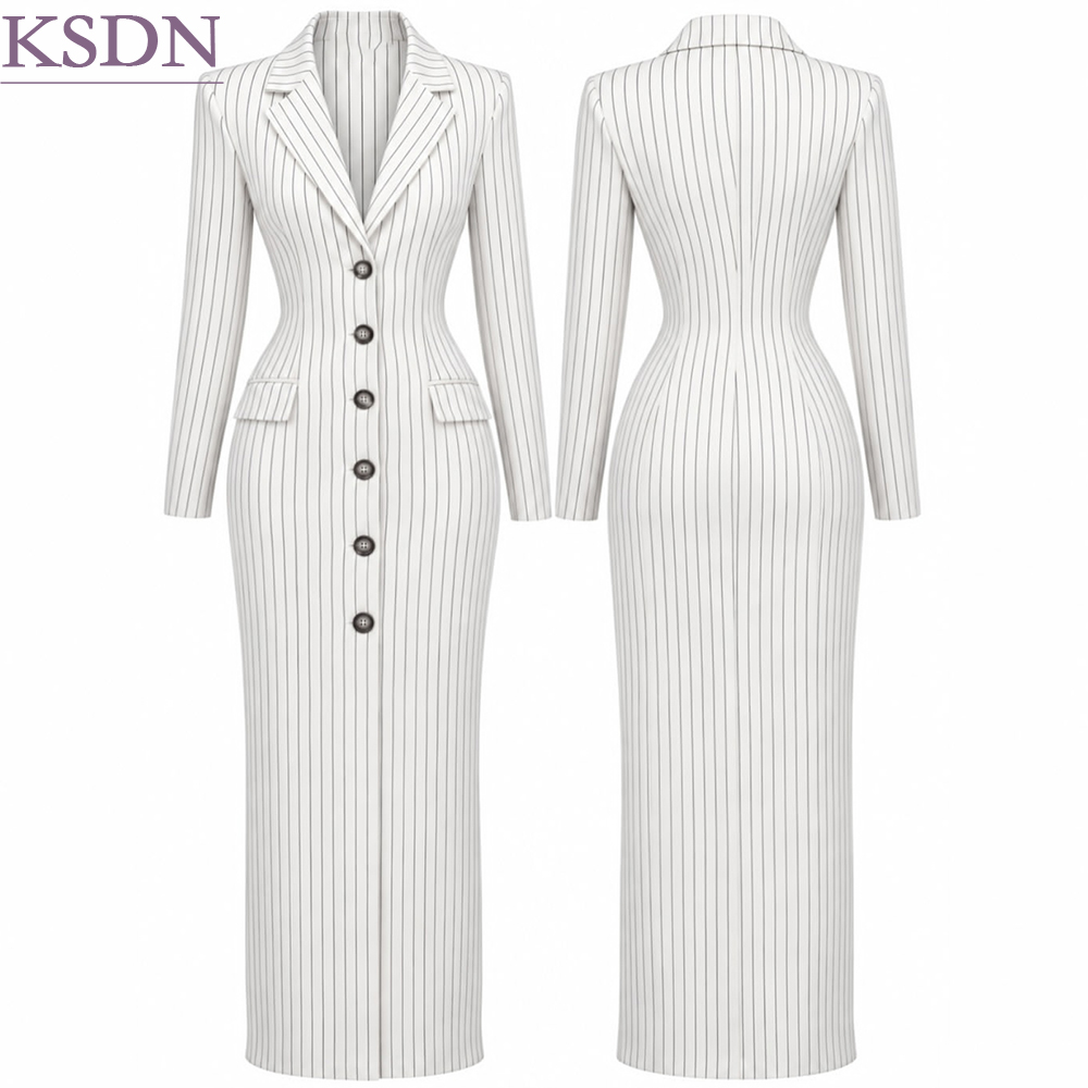 Luxury White Stripe Women's Ma - Womens Blazer 评论和价格