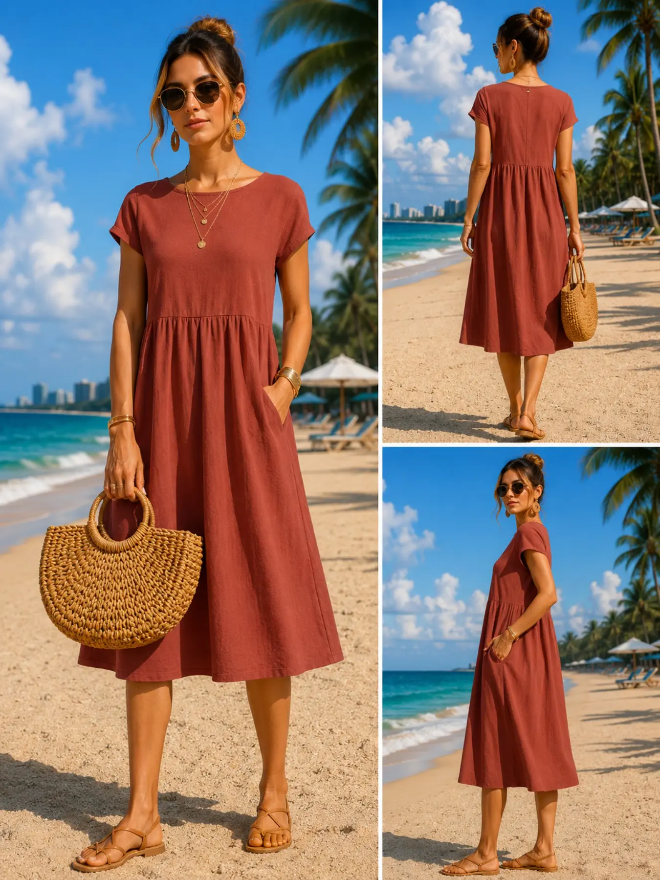 Women’s Casual Midi Dress with - Midi Dress 评论和价格
