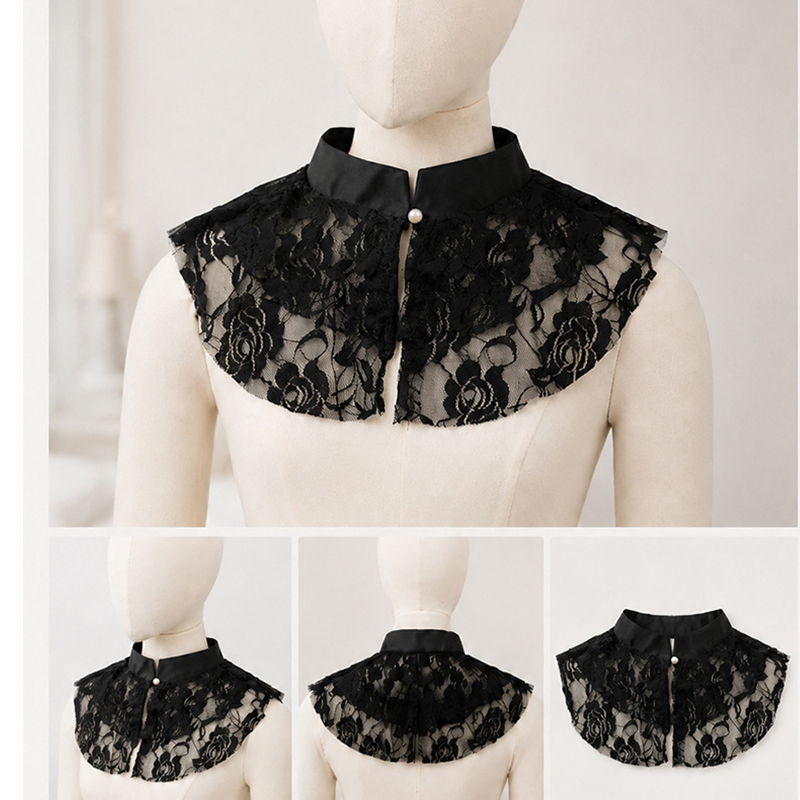 Elegant Lace Floral False Coll - Lace Dress 评论和价格